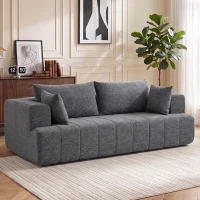 HOMCOM 3 Seater Sofa, Chenille Boneless Cloud Couch with Thick Spring Cushion, Wide and Deep Seat, Wide Armrests, Grey(m-1)