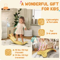 Qaba 24.4" Kids Balance Board, Wobble Board Toddler Curved Rocker, Preschool Balance & Sensory Play Toy, Ages 3-6, Yellow(m-6)