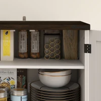 HOMCOM 64" Tall Kitchen Pantry Cabinet with Spice Racks and Adjustable Shelves, White(m-10)