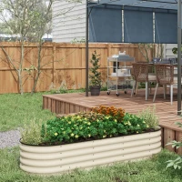 Outsunny 6.5 x 2 x 1.5ft Galvanized Raised Garden Bed Kit, Metal Planter Box with Safety Edging, Cream White(m-1)