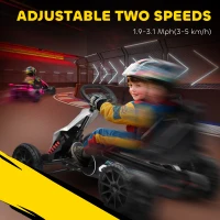 Aosom 12V Electric Go Kart for Kids, Ride On Toy with EVA Tires, 2 Speeds, Adjustable Seat, Safety Belt for 3-8 Years, White(m-6)