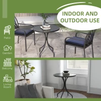 Outsunny 26" Round Patio Table, Outdoor Side Table with Steel Frame and Slat Tabletop for Garden, Balcony, Black(m-5)