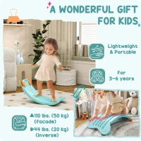 Qaba 24.4" Kids Balance Board, Wobble Board Toddler Curved Rocker, Preschool Balance & Sensory Play Toy, Ages 3-6 Light Blue(m-6)