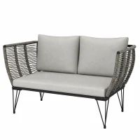 Outsunny Outdoor Couch Patio Sofa with Cushions, 2 Seater Patio Furniture Loveseat with Galvanized Steel Frame, Light Grey(m-2)