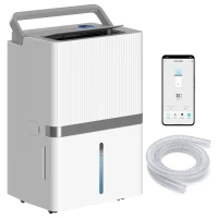 HOMCOM 100 Pint Smart Dehumidifier, 5,200 Sq. Ft., WiFi Large Dehumidifier with App, Alexa, Google Voice Control, Drain Hose(m-13)