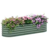 Outsunny 6.5 x 2 x 1.5 FT Galvanized Steel Raised Garden Bed, Metal Garden Bed Planter Box with Safety Edging, Green(m-9)