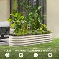 Outsunny 6.5 x 2 x 1.5ft Galvanized Raised Garden Bed Kit, Metal Planter Box with Safety Edging, Cream White(m-7)