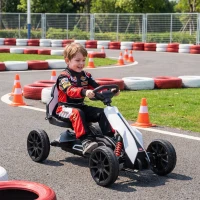 Aosom 12V Electric Go Kart for Kids, Ride On Toy with EVA Tires, 2 Speeds, Adjustable Seat, Safety Belt for 3-8 Years, White(m-11)