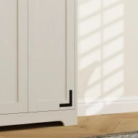 HOMCOM 67" Farmhouse Pantry Cabinet with 2 Doors, Tall Storage Cabinet with Adjustable Shelves, Distressed White(m-12)