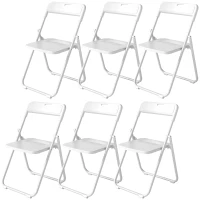 HOMCOM Folding Chairs 6 Pack, Plastic Foldable Chairs with Vent, Carry Hole and Steel Frame for Home, Office, Dining, White(m-2)
