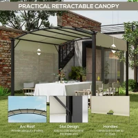 Outsunny 11' x 11' Retractable Pergola Canopy for Patio, Backyard, Beige(m-5)