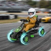 Aosom Ergonomic Pedal Go Kart Kids Ride-on Toy with Tough, Wear-Resistant Tread for Boys & Girls, Ages 5-12, Green(m-2)