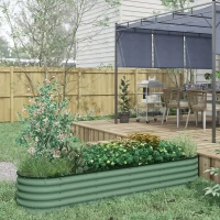Outsunny 8 x 2 x 1.5ft Galvanized Raised Garden Bed Kit, Metal Planter Box with Safety Edging,  Green(m-1)