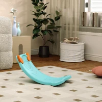 Qaba 24.4" Kids Balance Board, Wobble Board Toddler Curved Rocker, Preschool Balance & Sensory Play Toy, Ages 3-6 Light Blue(m-8)