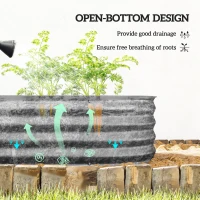 Outsunny 7.9 x 2 x 1ft Galvanized Raised Garden Bed Kit, Metal Planter Box with Safety Edging, Silver(m-5)