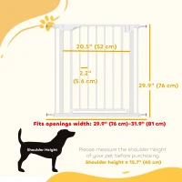 PawHut Baby Gate, Pet Safety Gate Pressure Fit, 30"-32" Wide with Two-Way Open, Auto-Close for Stair, Doorways, Hallways, White(m-3)