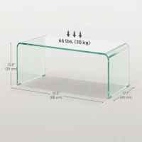HOMCOM Glass Coffee Table, Clear Coffee Table for Living Room, Modern Rectangle Center Table with Safe Rounded Edges(m-3)