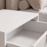 HOMCOM Modern Floating Nightstands Set of 2, Wall Mounted Bedside Tables with 2 Wave Drawers White(m-12)