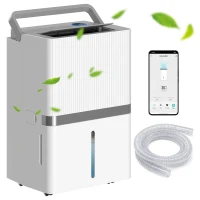 HOMCOM 100 Pint Smart Dehumidifier, 5,200 Sq. Ft., WiFi Large Dehumidifier with App, Alexa, Google Voice Control, Drain Hose(m-2)