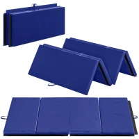 Soozier 4'x10'x2" Folding Gymnastics Tumbling Mat, Exercise Mat with Carrying Handles for Yoga, MMA, Martial Arts, Blue(m-2)