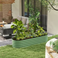 Outsunny 6.5 x 2 x 1.5 FT Galvanized Steel Raised Garden Bed, Metal Garden Bed Planter Box with Safety Edging, Green(m-1)