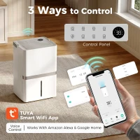 HOMCOM 100 Pint Smart Dehumidifier, 5,200 Sq. Ft., WiFi Large Dehumidifier with App, Alexa, Google Voice Control, Drain Hose(m-7)