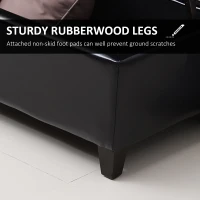 HOMCOM Storage Ottoman Bench, Foot Rest with Solid Wood Legs, 51 Inches PU Leather Storage Chest for Living Room, Black(m-5)