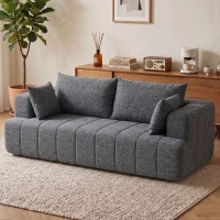 HOMCOM 3 Seater Sofa, Chenille Boneless Cloud Couch with Thick Spring Cushion, Wide and Deep Seat, Wide Armrests, Grey(m-8)