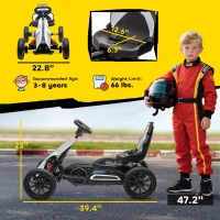 Aosom 12V Electric Go Kart for Kids, Ride On Toy with EVA Tires, 2 Speeds, Adjustable Seat, Safety Belt for 3-8 Years, White(m-3)