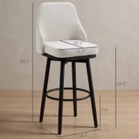 HOMCOM Bar Height Bar Stools Set of 2, Modern 360° Swivel Kitchen Chairs with Steel Legs and Footrest, 29.5 Inch Seat Height Upholstered Barstools for Kitchen Island, Cream White(m-3)