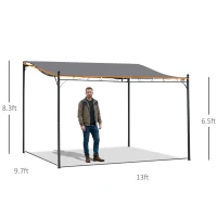 Outsunny 10' x 13' Outdoor Pergola Gazebo, Steel Patio Canopy with Weather-Resistant Fabric and Drainage Holes, Gray(m-3)