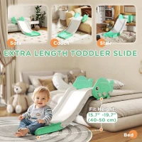 Qaba Toddler Couch Slide for Bed, Sofa, Stairs, Easy Assemble & Storage, for 18-48 Months, Green(m-4)