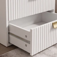 HOMCOM Modern Floating Nightstands Set of 2, Wall Mounted Bedside Tables with 2 Wave Drawers White(m-11)