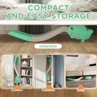 Qaba Toddler Couch Slide for Bed, Sofa, Stairs, Easy Assemble & Storage, for 18-48 Months, Green(m-6)