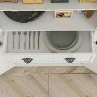 HOMCOM 72" Kitchen Pantry, Freestanding Storage Cabinet with Drawer, Doors, Cream White(m-9)