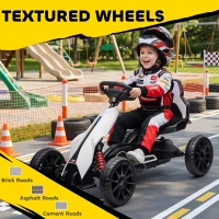 Aosom 12V Electric Go Kart for Kids, Ride On Toy with EVA Tires, 2 Speeds, Adjustable Seat, Safety Belt for 3-8 Years, White(m-8)