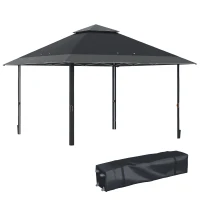 Outsunny 13' x 13' Pop Up Party Tent Outdoor Canopy with Top Vent, 3-Level Adjustable Height, and Roller Bag, Grey(m-9)