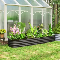Outsunny 7.9 x 2 x 1ft Galvanized Raised Garden Bed Kit, Metal Planter Box with Safety Edging, Dark Grey(m-8)