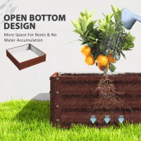Outsunny 4' x 4' x 1' Raised Garden Bed Galvanized Steel Planter Box for Vegetables, Flowers, Herbs, Dark Brown Wood Effect(m-6)