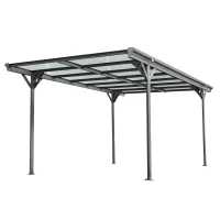 Outdoor Storage Carport with Double-Layer Waterproof Roof, Sloping-Roof Vehicle Shelter with Aluminium Alloy Frame, 120'' L x 198'' W x 91.5'' H, Black(m-2)