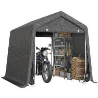 Outsunny 9.2' x 7.9' Garden Storage Tent, Patio Storage Shelter w/ Metal Frame and Double Zipper Doors, Dark Grey(m-2)