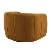 Modern Swivel Club Chair with Boutique-Feel Seat, Semi-Circular Backrest Armchair with Integrated Armrests, 37'' L x 32.5'' W x 26.5'' H, Black+Caramel(m-7)