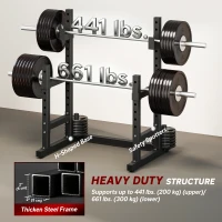 Soozier Adjustable Squat Rack, 660 lbs Multi-Function Barbell Rack for Weight Lifting and Home Gym Strength Training, Black(m-6)