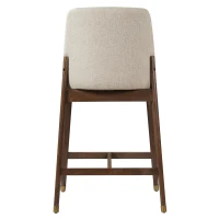 Counter Height Bar Stool Set of 2 with Premium Rubberwood, Modern Bar Chairs with Metal-Tipped Feet, 20'' L x 22.5'' W x 38'' H, Beige+Walnut(m-9)
