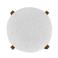 Indoor Bar Stools with Solid Rubberwood Frame, Non-Swivel Bar Chairs with Upholstered Round Seat, 19.5'' L x 19.5'' W x 30'' H, Ivory+Walnut(m-6)