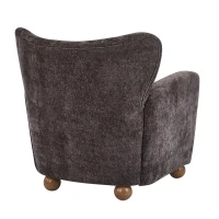 Cozy Wingback Armchair with Premium Fabric Upholstery, Bouclé Accent Chair with Plush Cushioned Seat, 32'' L x 31'' W x 32.5'' H, Dark Brown+Teak(m-6)