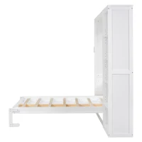 Space-Saving Murphy Bed with 5-layer Folded Cabinet, Solid Murphy Bed Frame with 600 lbs Weight Capacity, 87.5" L x 15.5" W x 83.5" H, White(m-7)