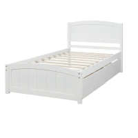 Solid Twin Wood Platform Bed with Strong Pine Legs and Durable Material, Bunk Bed with 2 Drawers Below, 79.5" L x 41.5" W x 37.5" H , White(m-5)