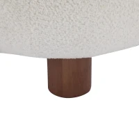 Modern Bouclé Fabric Accent Chair with Curved Backrest, Cozy Lounge Seating with Solid Birch Wood Frame, 29'' L x 31'' W x 29'' H, Off White+Walnut(m-10)