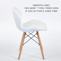 Modern Dining Chair with Backrest and PU Leather Surface, Stain-Resistant Bar Stools with Ergonomic Wood Legs, 18.5'' L x 14.5'' W x 28'' H, White(m-5)